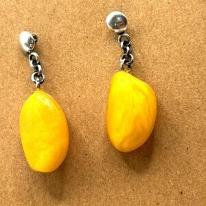 Orange Agate with Silver Tone Dangle